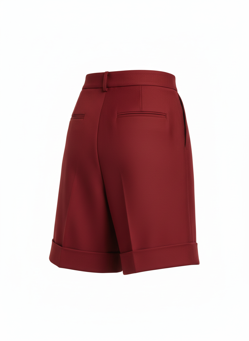 High Rise Pleated Suit Shorts