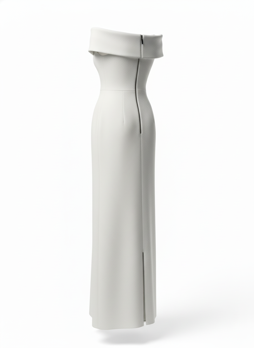 Off Shoulder Column Style Formal Dress