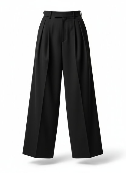 High Waist Wide Leg Pleated Trousers