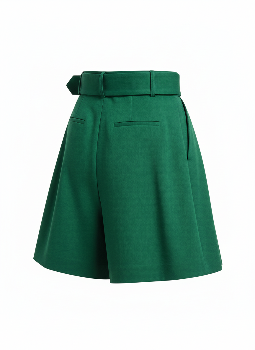 Belted Wide Leg Formal Dress Shorts