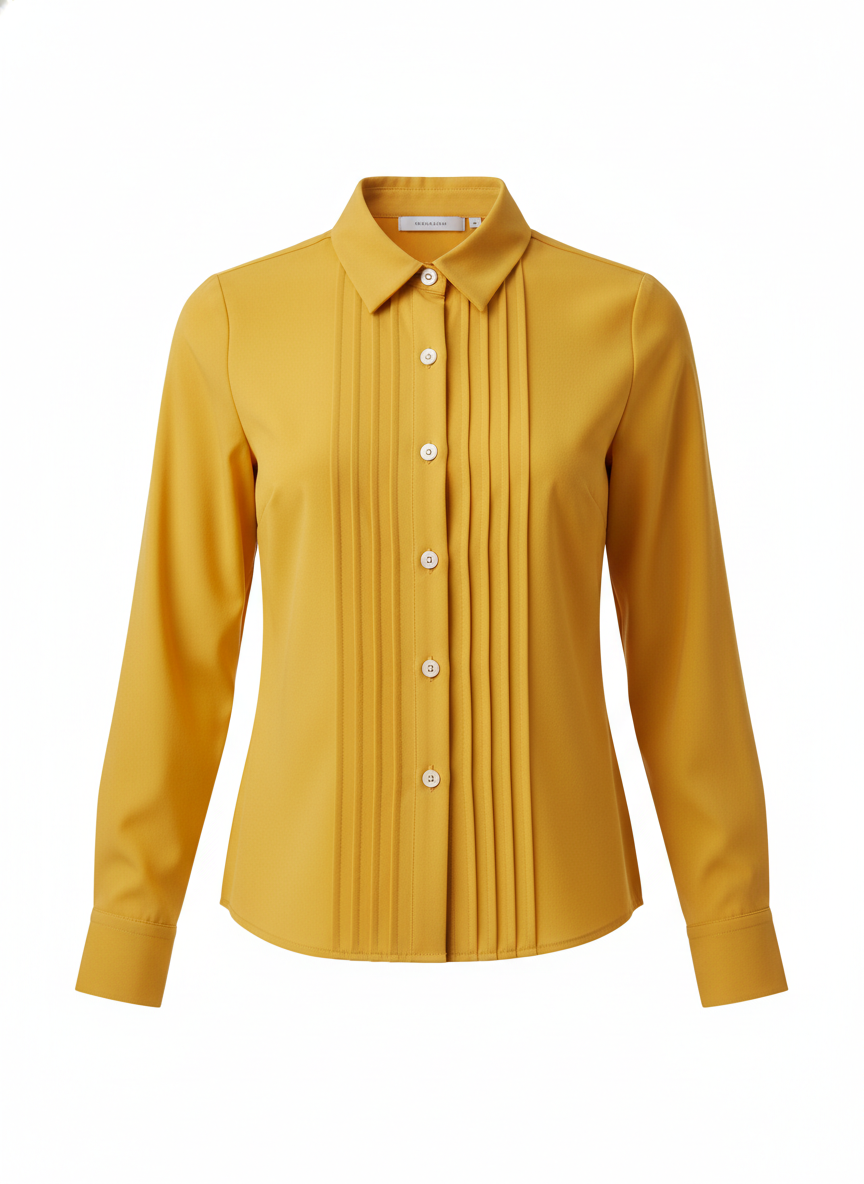 Button Front Pintuck Detail Blouse