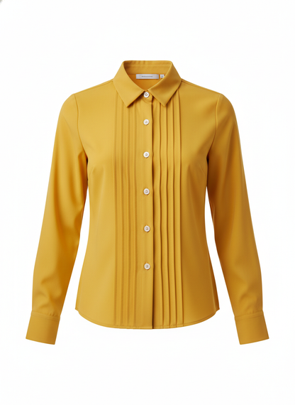Button Front Pintuck Detail Blouse