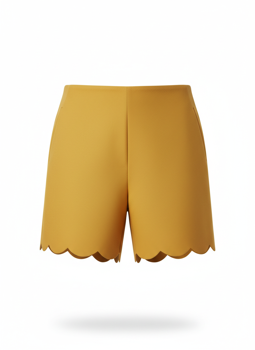 Scalloped Hem Formal City Shorts