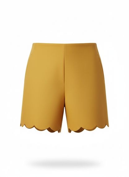 Scalloped Hem Formal City Shorts