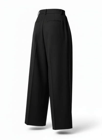 High Waist Wide Leg Pleated Trousers