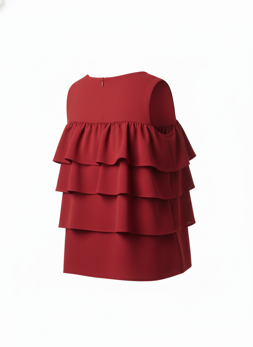Layered Ruffle Front Sleeveless Blouse