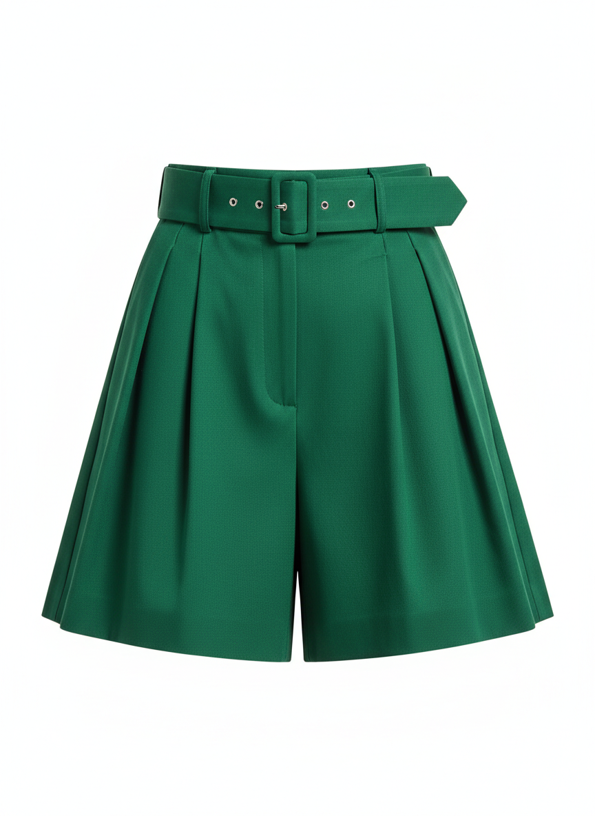 Belted Wide Leg Formal Dress Shorts