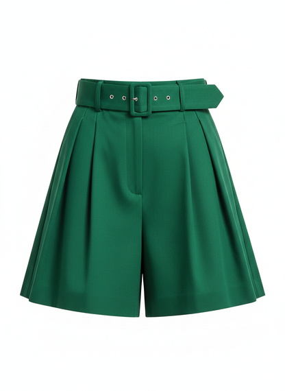 Belted Wide Leg Formal Dress Shorts