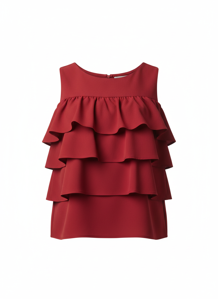 Layered Ruffle Front Sleeveless Blouse