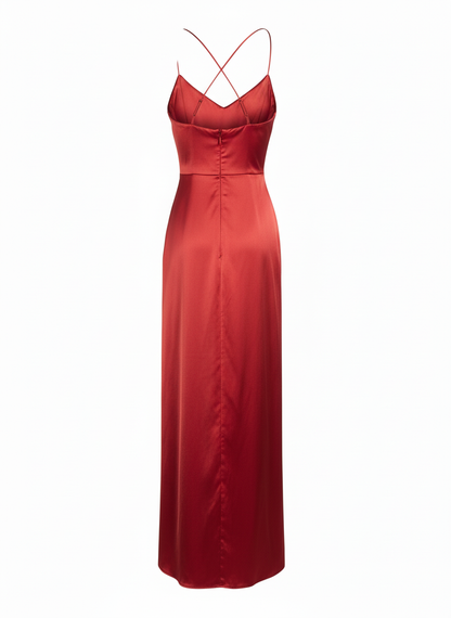 Satin Finish Bias Cut Formal Dress