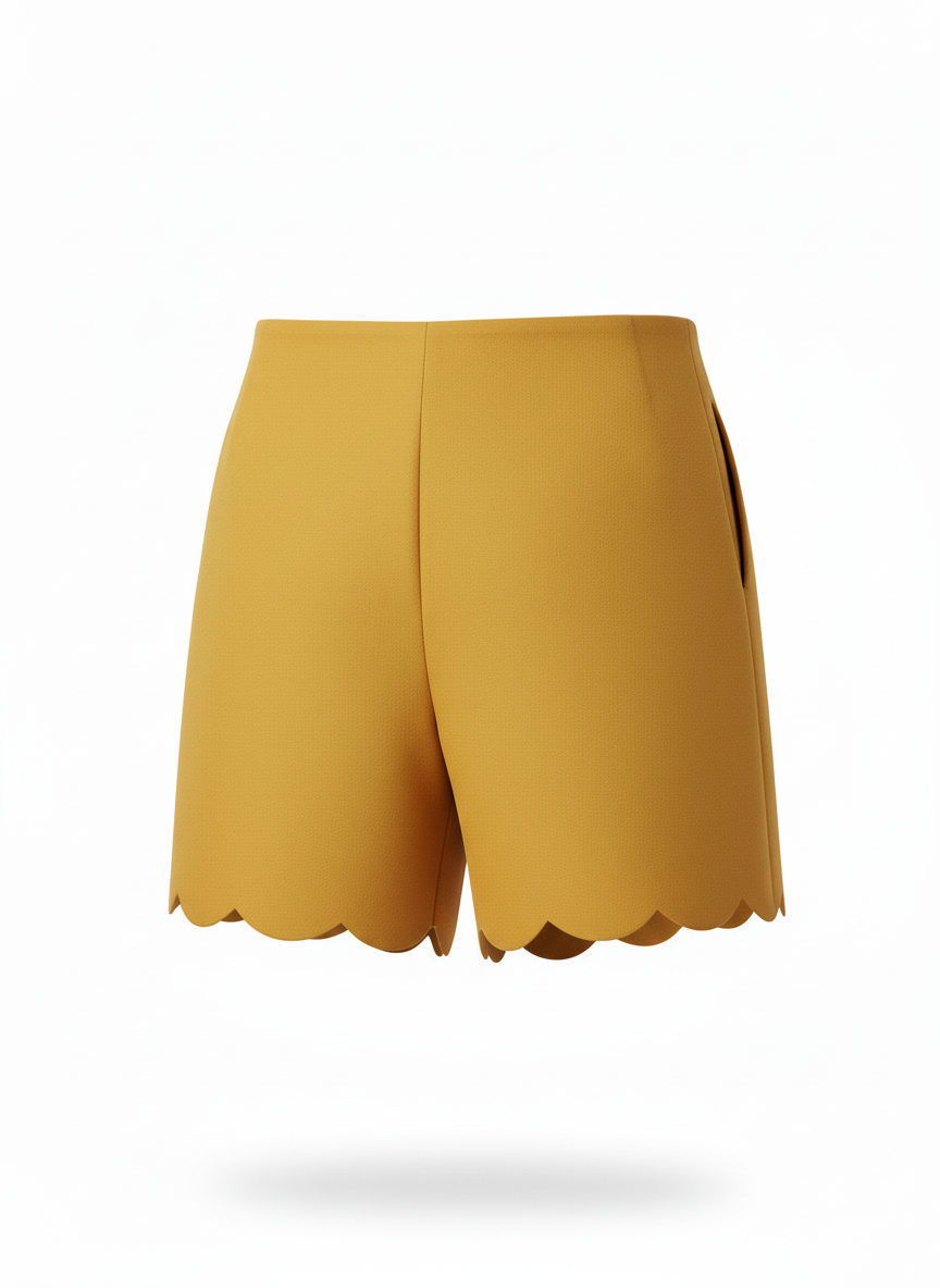 Scalloped Hem Formal City Shorts