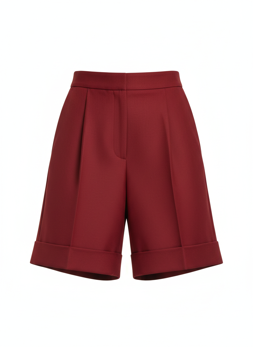 High Rise Pleated Suit Shorts