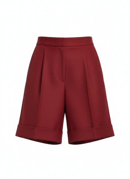 High Rise Pleated Suit Shorts
